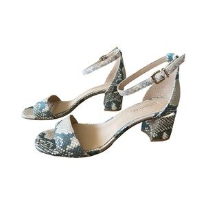 Antonio Melani Odella Tan Snake Print Leather Block Heels Size 8